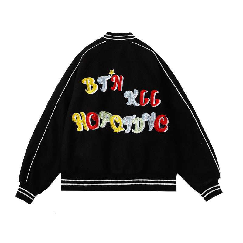 Street Letter Embroidered Baseball Jacket