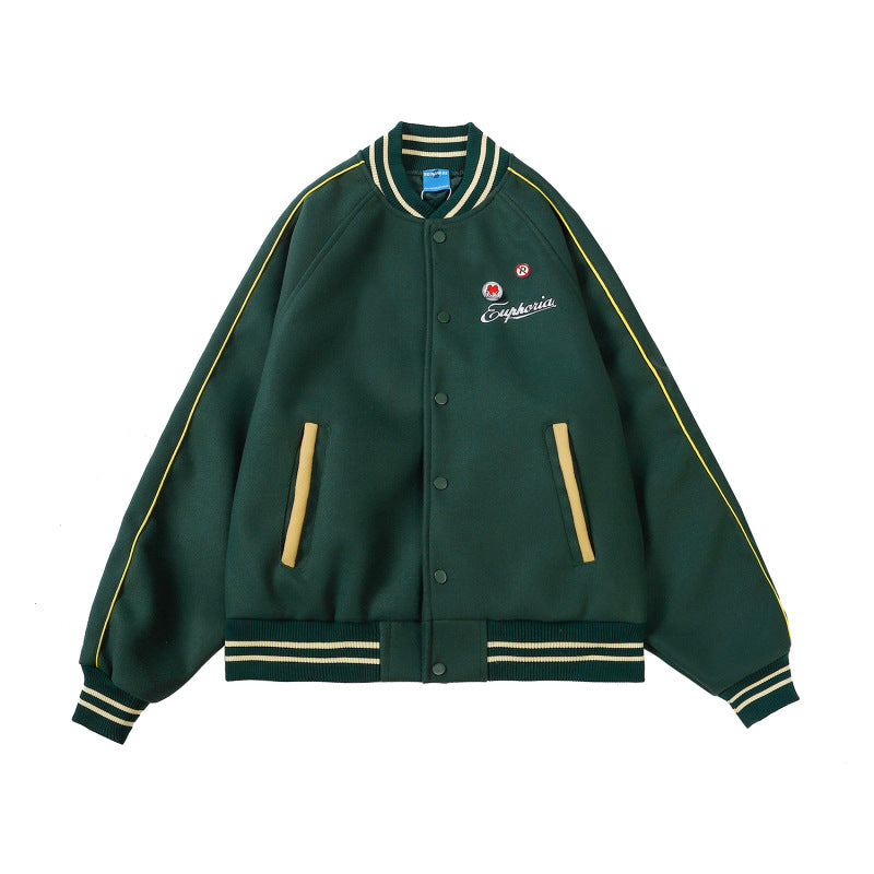 Street Letter Embroidered Baseball Jacket