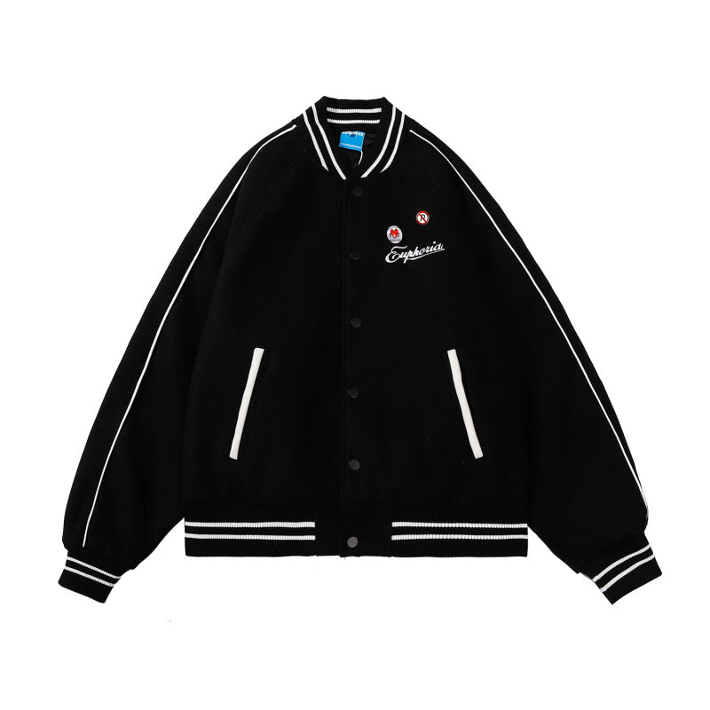 Street Letter Embroidered Baseball Jacket