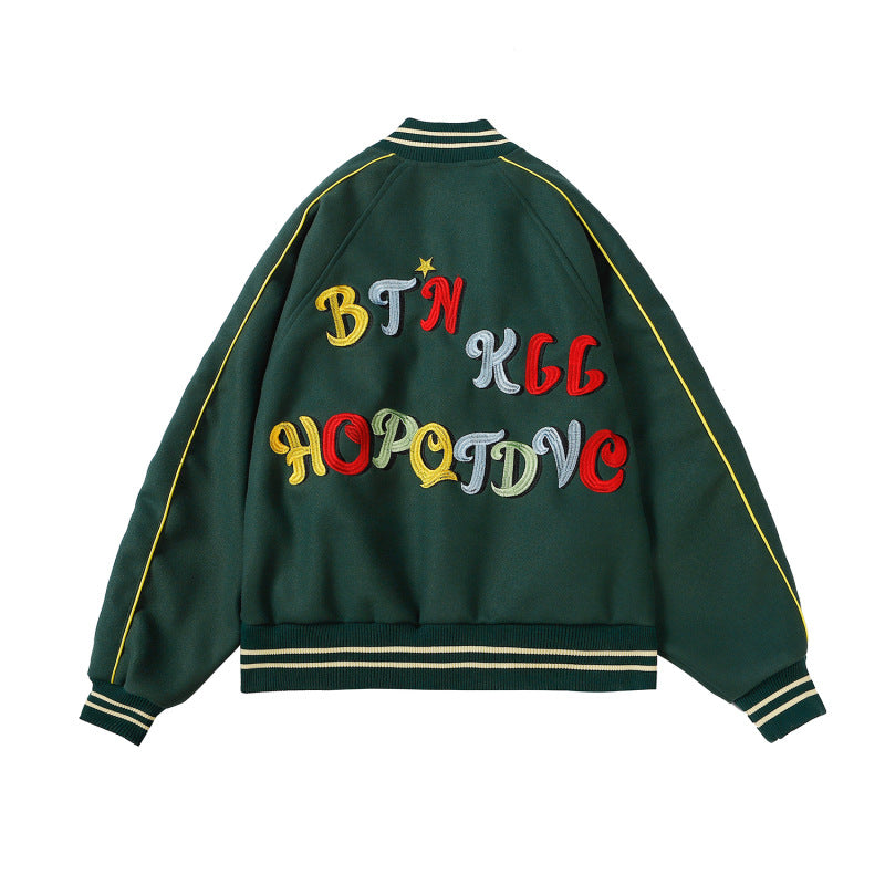 Street Letter Embroidered Baseball Jacket